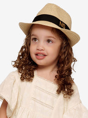 Straw Hat Deluxe Kids Cream With Black Strap